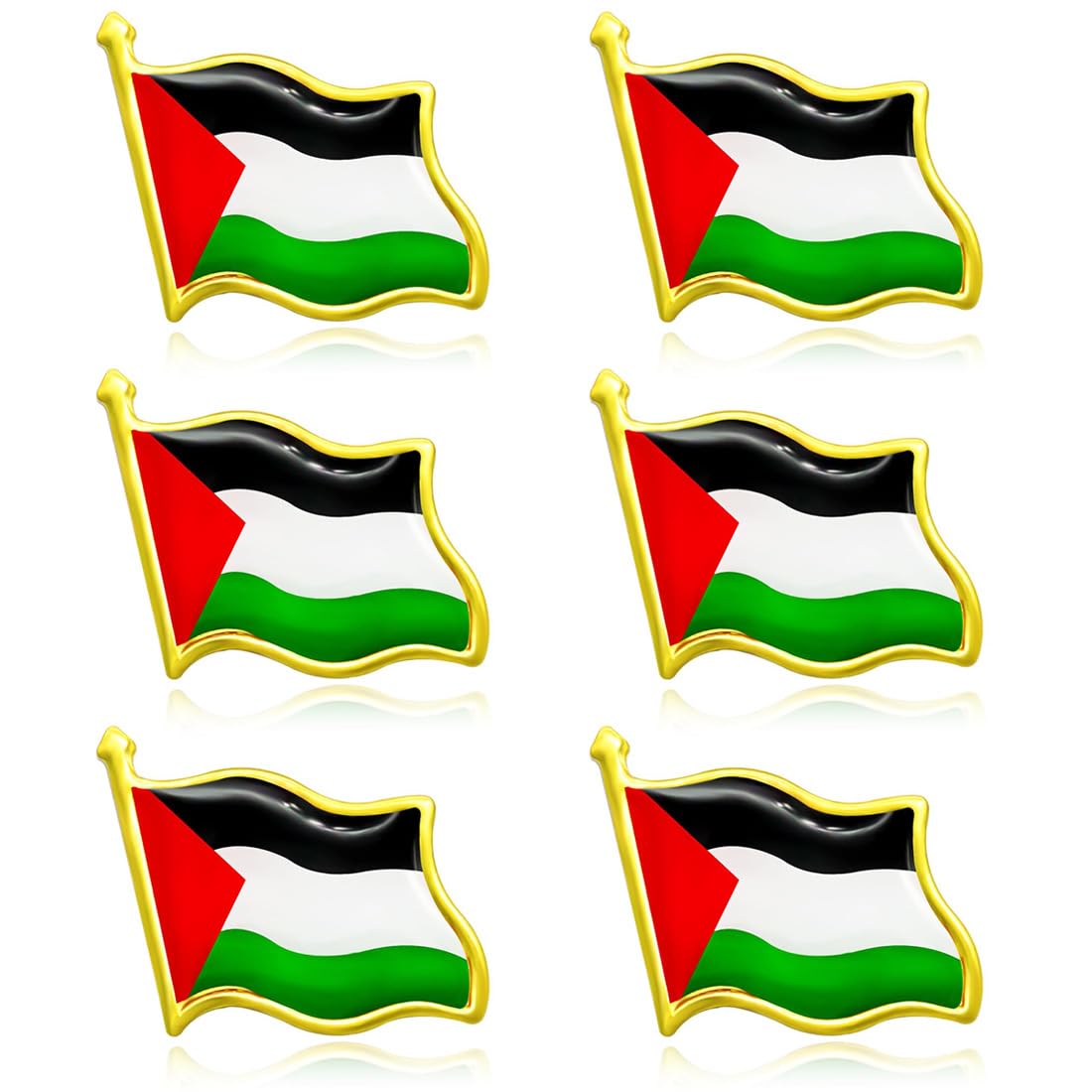 Palestina Pin Banderas Nacionales Broches Esmalte Insignia Solapa Brazalete 6PCS