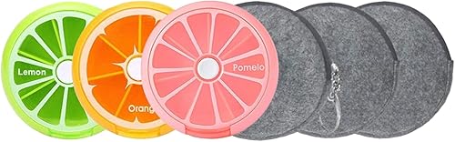 6 pastilleros INVODA organizador semanal de píldoras de 7 días con 1 bolsa de almacenamiento de fieltro, pequeño y lindo contenedor de píldoras