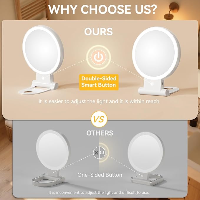 Espejo de Maquillaje Auxmir con Luz 1X/30X, Espejo Doble con Luz Ajustable miniatura 4