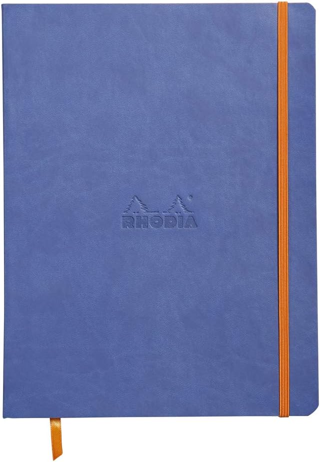 Rhodia117508C - Saphir Soft Notebook - 19x25 cm - Lined - 160 pages - Clairefontaine Ivory Paper 90 g/m - Bookmark, Elastic Closure - Faux Leather Cover - Rhodiarama Collection