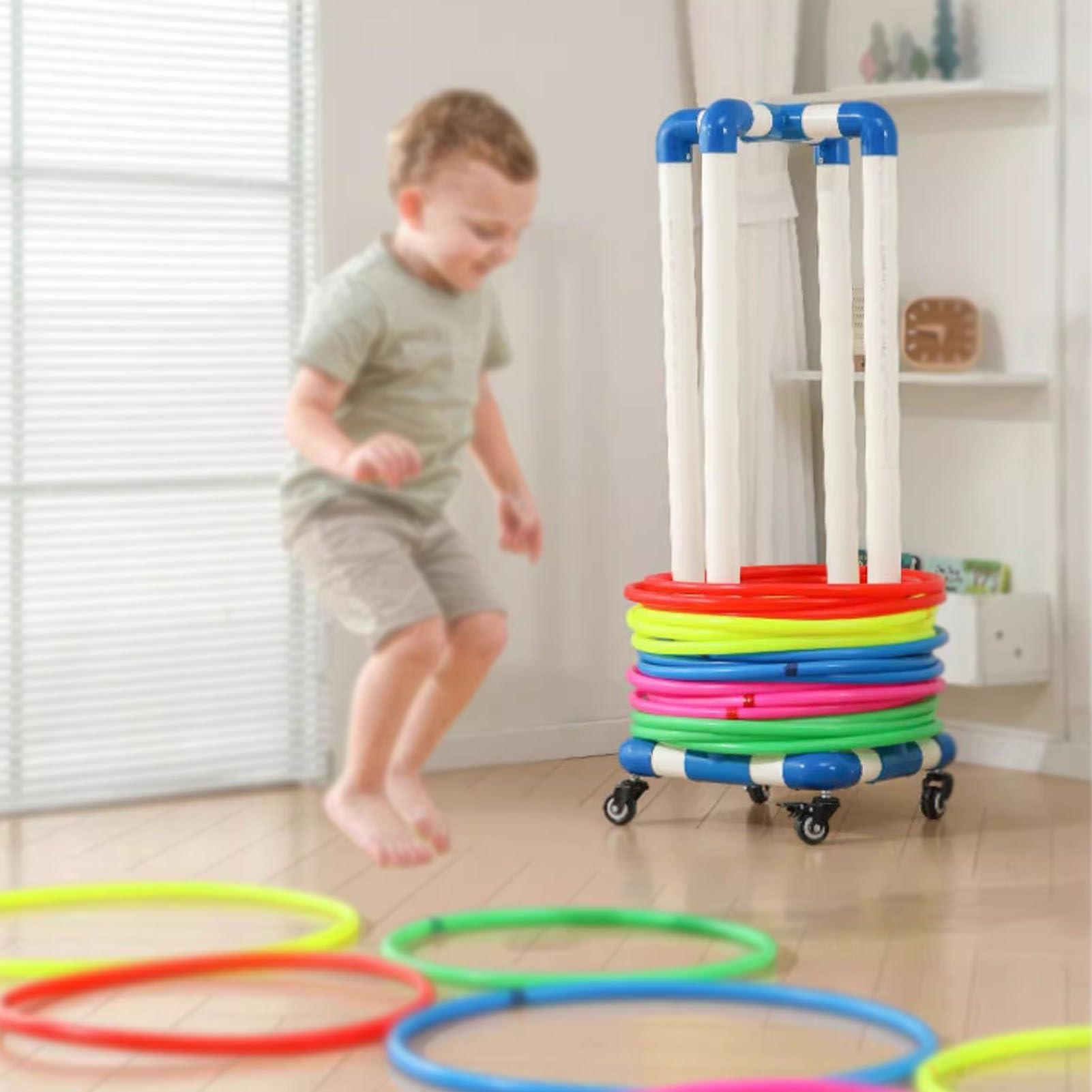 Generico Mensola portaoggetti per Hula Hoop per Bambini, per Percorso a Ostacoli, Carrello per Hula Hoop Rimovibile, Supporto Portatile per Hula Hoop Sportivi per la Scuola elementare (45 cm (17 3/4"