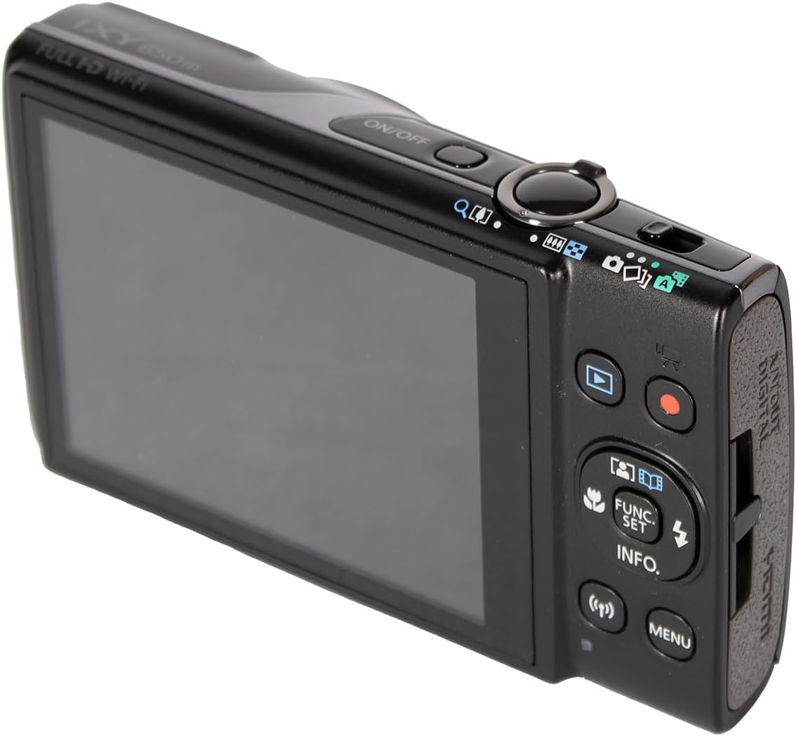 Canon IXY 650 HS M Compact Digital Camera Black | 12x Optical Zoom Travel-Friendly Point & Shoot | Bundle with 64GB Card, Camera Bag, Tripod, Cleaning Kit + More