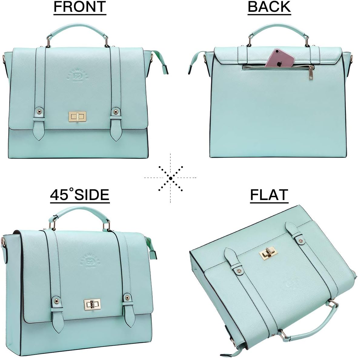 Hottest Sales Laptop Briefcase for Women,15.6 Inch Work Tote Bag Trendy Computer Bag Business College Satchel Purse with Professional Protection Padded Compartment for Work School Travel,Mint