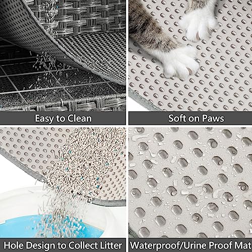 DOVEAID Cat Litter Box Enclosure Furniture Hidden, Pet House Litter Box Furniture for Large Cats, Handwoven Rattan with Door Cat Washroom Box, Indoor Cat House Storage with Soft Litter Mat, Grey by DOVEAID - Image 4