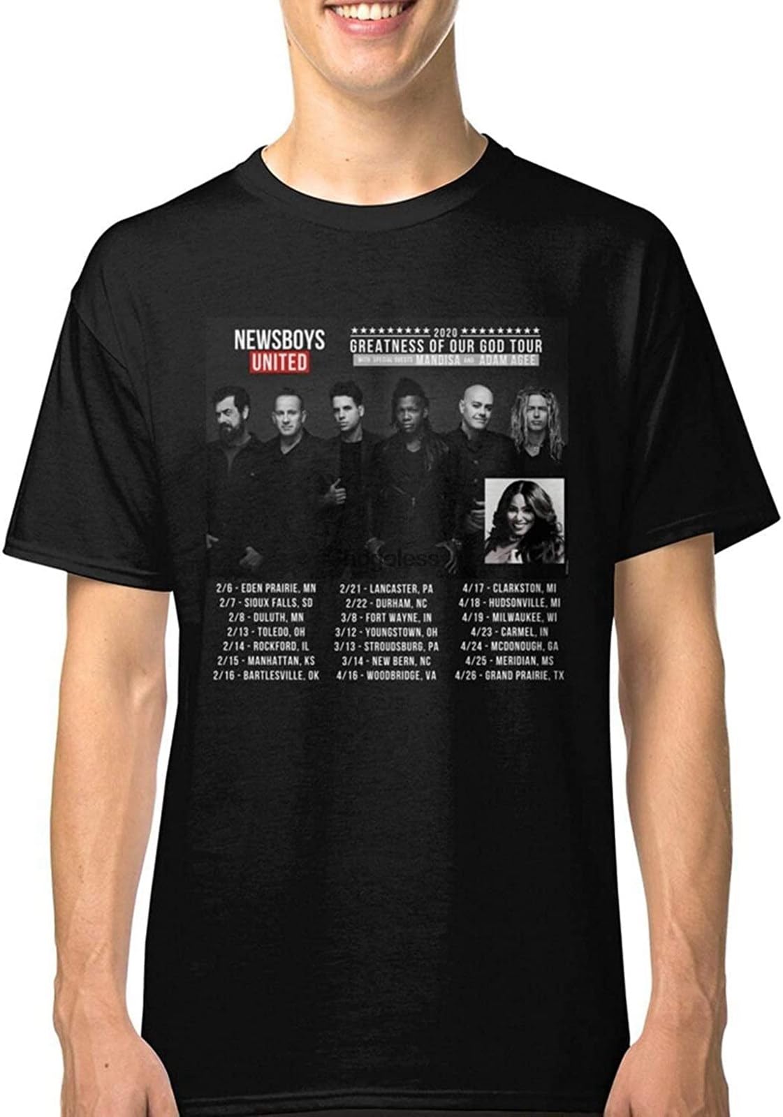 NATUOFU Men's Sboys Greatness of Our God United Tour 2020 Dates Akimcoka T-Shirt Black