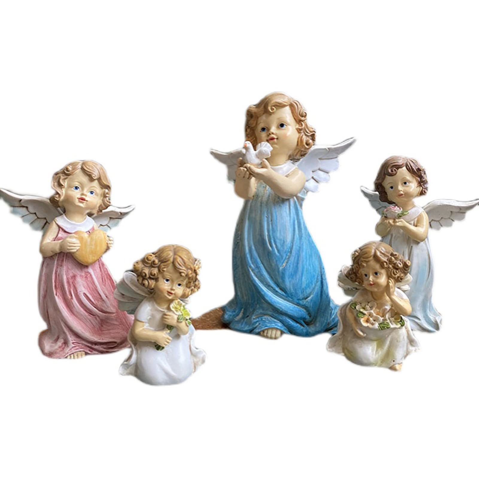 Statue d'ange de jardin en résine : figurines de fée pour déco maison et bureau