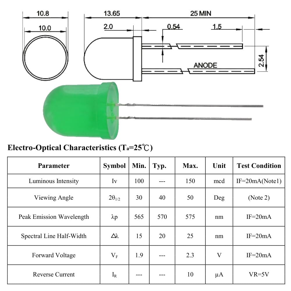 40x 10mm LEDs Set - 5 Farben Für Elektronik Projekte