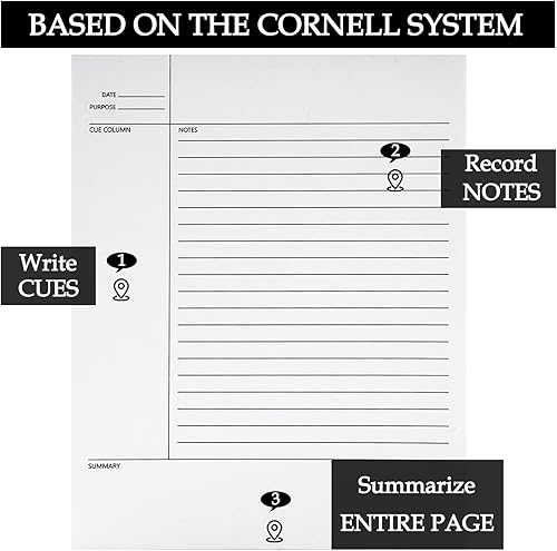 Miniatura 3 de Whaline 300 hojas, 6 blocs de notas legales de 8.3 x 11.6 pulgadas, blocs de notas Cornell, blocs de notas blancas de escritura A4, bloc de notas