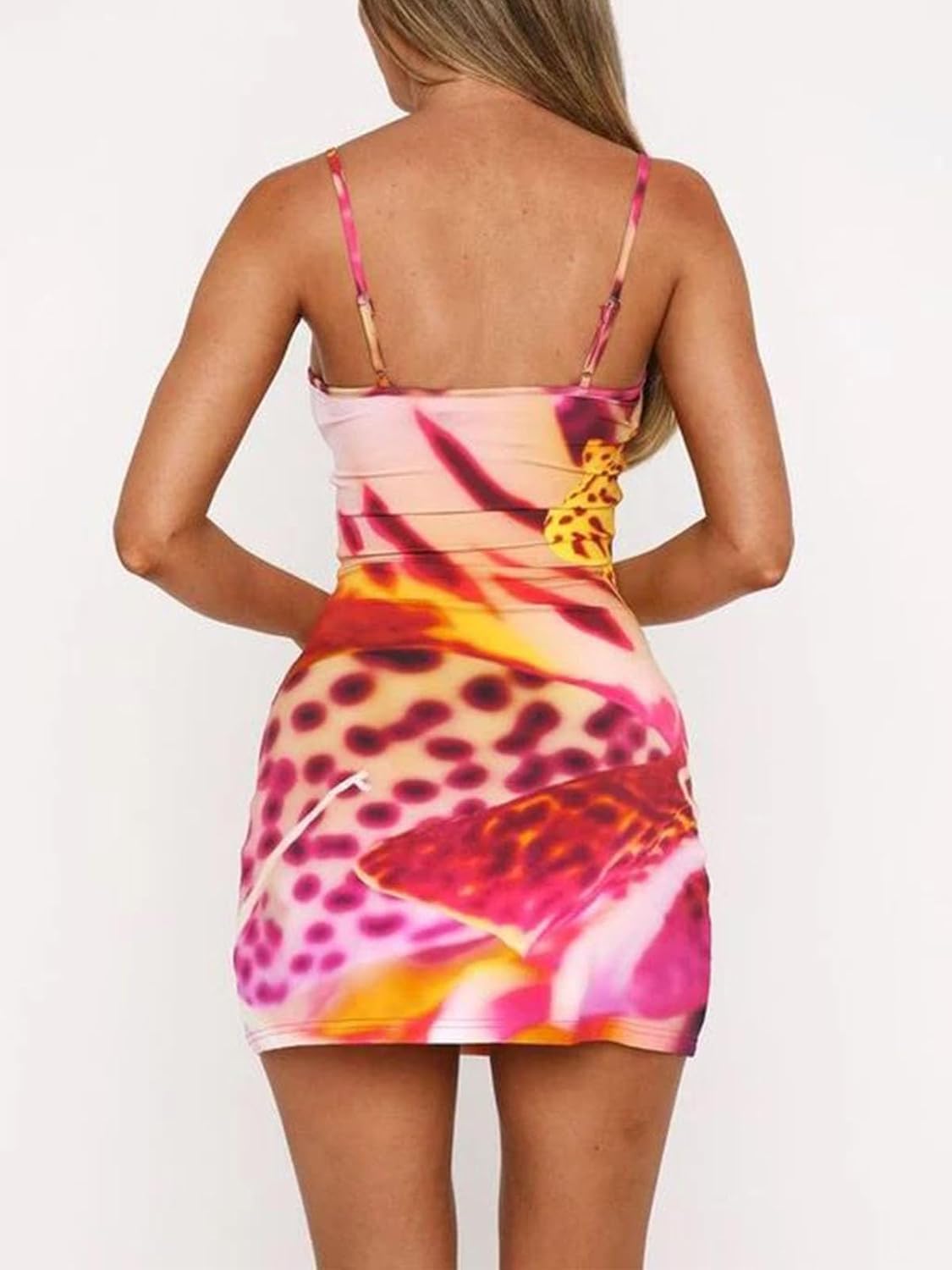 Women's Print Spaghetti Strap Floral Mini Dress, 2026 Sexy Backless Bodycon Short Dresses for Beach, Vacation & Party - Image 4