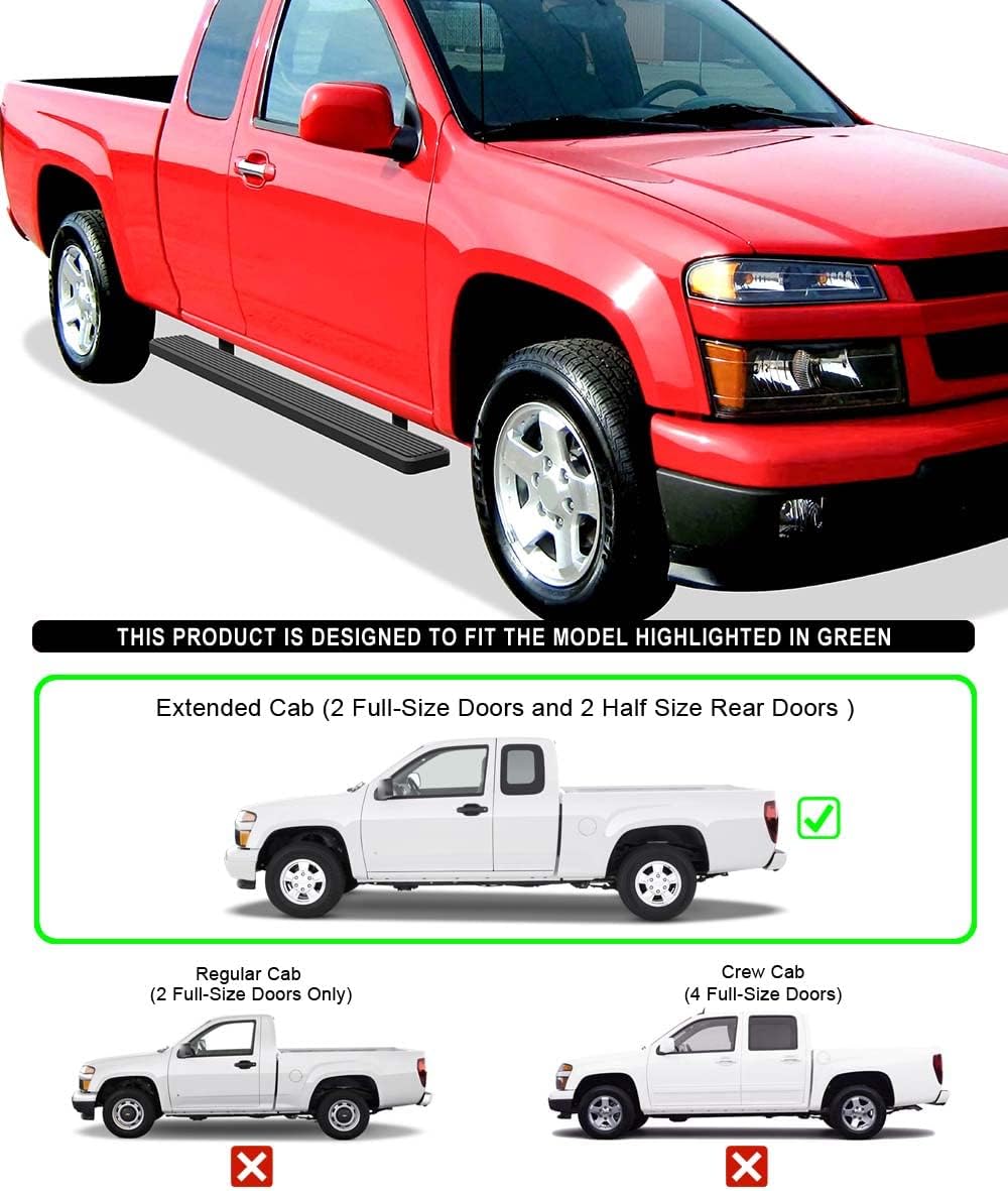 APS (Black 6 inches) Stainless Steel Running Boards Nerf Bars Side Steps Compatible with Chevy Colorado GMC Canyon 2004-2012 Extended Cab