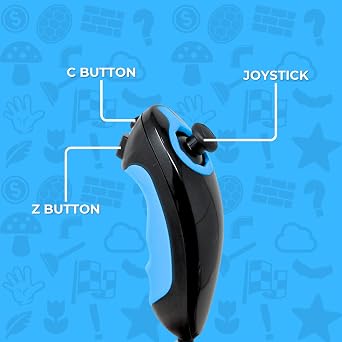 Old Skool Nunchuk Controller, Compatible with Wii or Wii U - Black