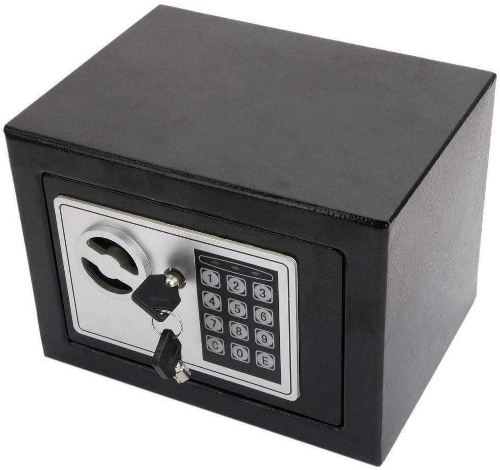 Safe Box, Dorlfin Digital Small Safe Steel Electronic Safe Deposit Box with Lock Keypad for Money Jewelry Security Cabinet Black