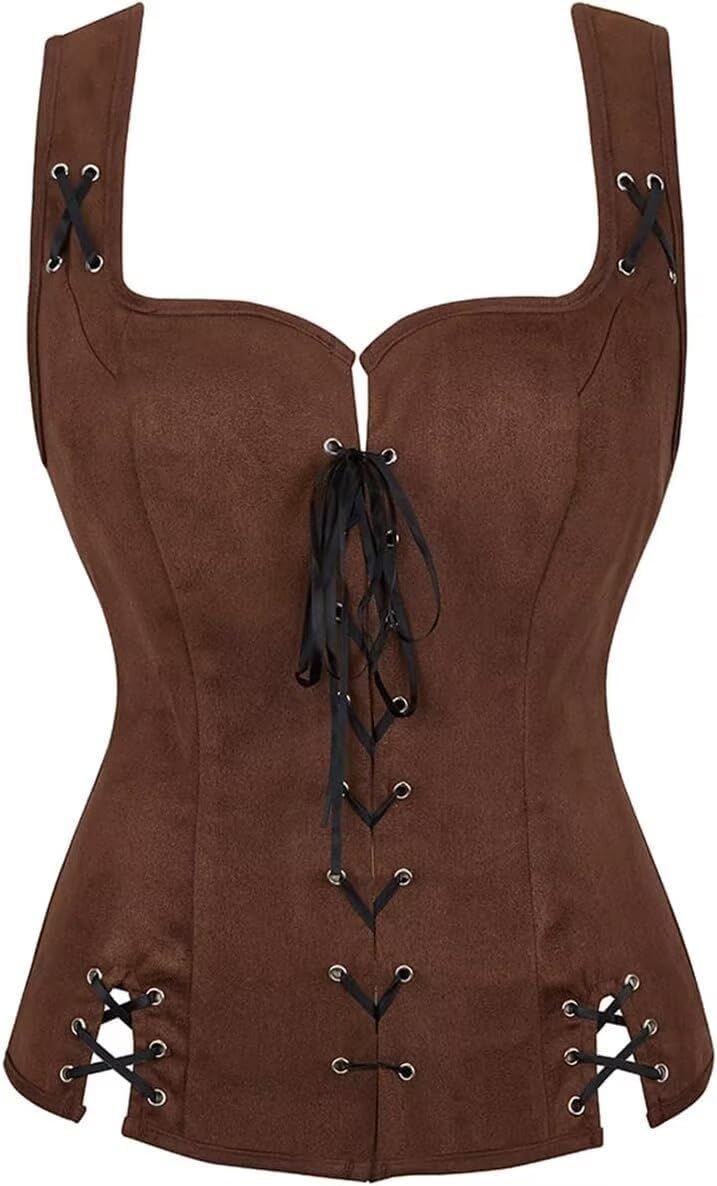 Renaissance Costume Women Set Pirate Vest Shirt Medieval Dress Peasant Tops Irish Dress