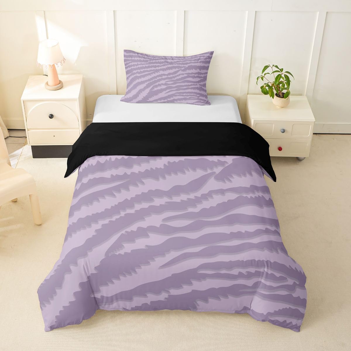 Erosebridal Rainbow Zebra Stripes Duvet Cover Toddler Size Neon Gradient Animal Print Comforter Cover Kids Girls Glitter Rainbow Zebra Striped Bed Set Y2K Colorful Pastel Art Bedding Set
