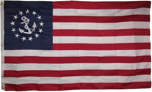 AES Cartel de algodón sintético náutico bordado de 3 x 5 pulgadas, clips de 3 x 5 pies, resistentes a la decoloración, doble costura, ojales para