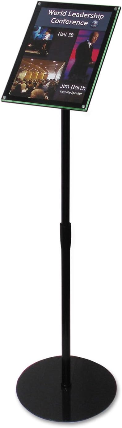 Deflecto Telescoping Floor Sign Holder, Adjustable, 13 x 48 x 13 , Black (790804)