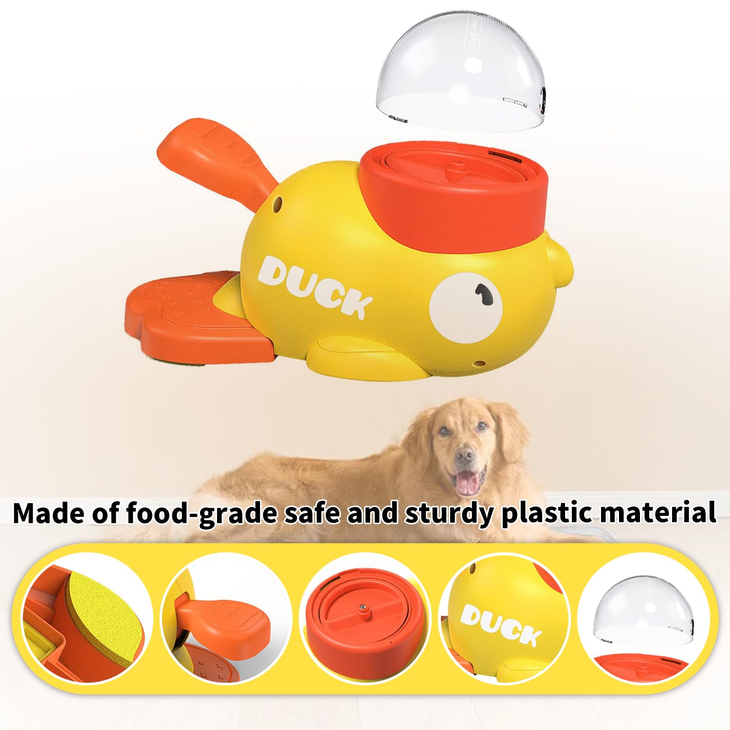 Alimentador de rompecabezas de pato para perros, juguetes interactivos de alimentación lenta con dispensador de golosinas para aumentar el coeficiente intelectual, estimulación mental y evitar la