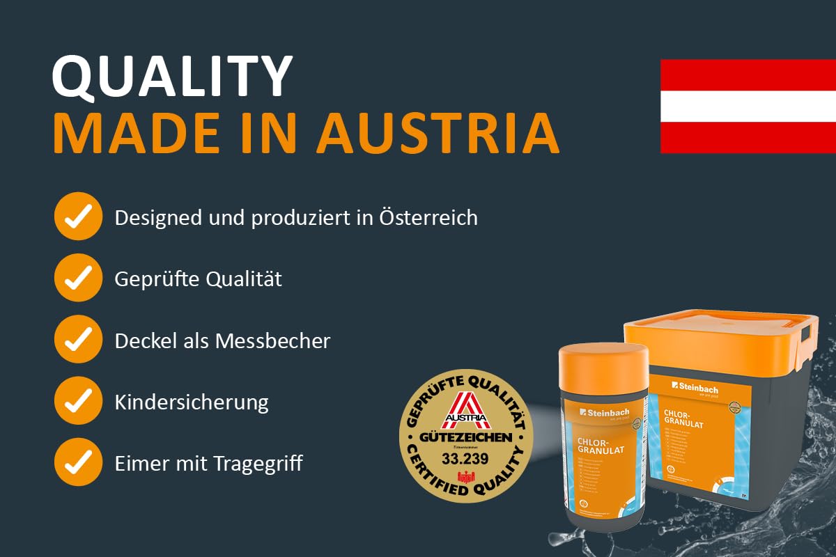 Steinbach Poolpflege Chlorgranulat - 0751205TV00-5 kg - Schnelllöslich - Effektiv - Neutralisierend - auch für Erstdosierung und Schockbehandlung geeignet