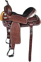 Vista 1 de HILASON Western Horse Barrel Racing Sillín Trail American Leather Sillín Western Sillín para caballos Barrel Racing Sillín