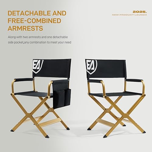 Miniatura 7 de EVER ADVANCED Silla de directores de aluminio, sillas plegables de cine de estudio, silla de vendedor de eventos, 19 pulgadas de altura del asiento