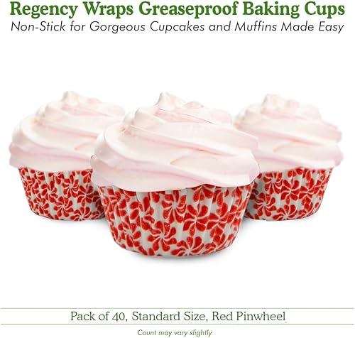 Vista 100 de Regency Wraps Vasos para hornear de grado profesional a prueba de grasa, paquete de 40 unidades, revestimientos estándar, lunares azul cobalto