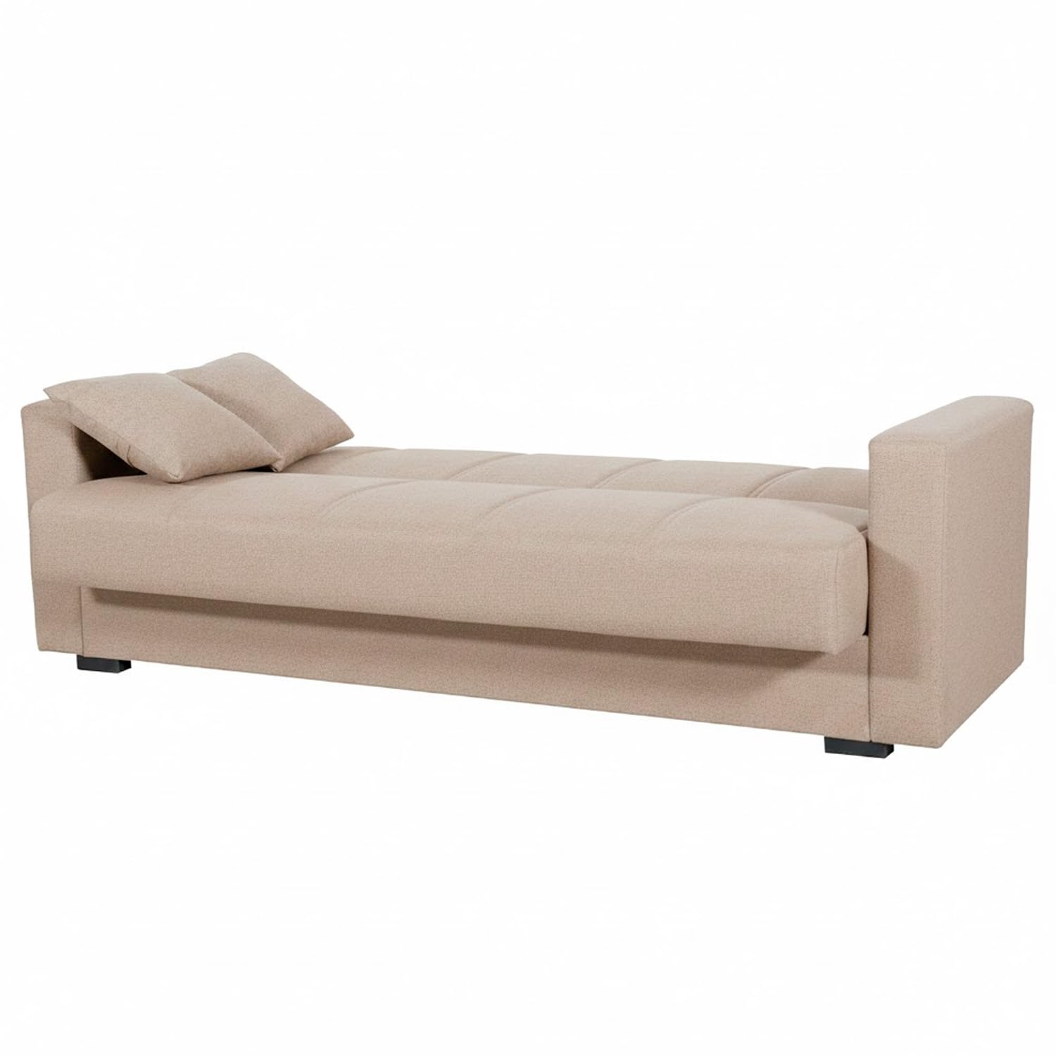 Arreditaly Divano Letto 3 Posti Con Contenitore Moderno Salvaspazio Con Meccanismo Click-Clack E Imbottitura A Molle Design Moderno Ideale Per Soggiorno Salotto Ufficio (Beige, 3)