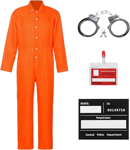 Costume Halloween Homme Adulte Hommes Orange Prisonnier Combinaison Costume Halloween Prisonnier Détenu Onesie Forçat Cosplay Body Pour Tenue De Fête Halloween Costume Homme