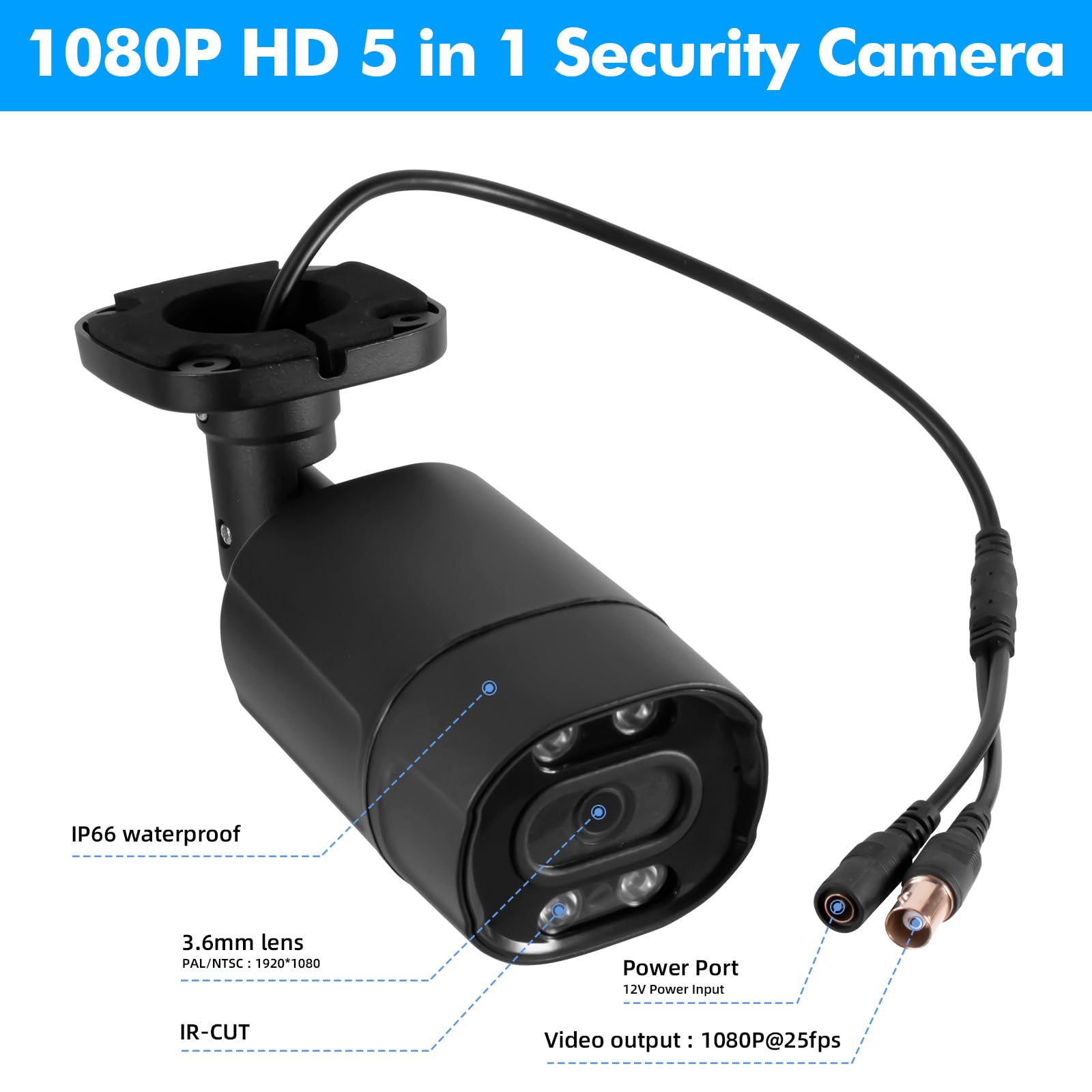 Amazon.com : Fuers 1080P HD 1920TVL Security Camera Hybrid 5-in-1