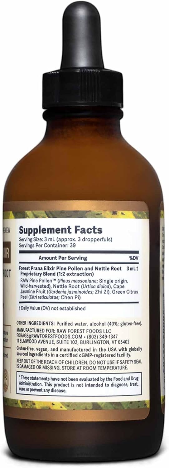 Forest Prana Elixir Pine Pollen and Nettle Root Tincture – 1:2 True Dual-Stage Extraction – Mountain Harvest Pine Pollen – 4 Fl Ounce Bottle - Image 9