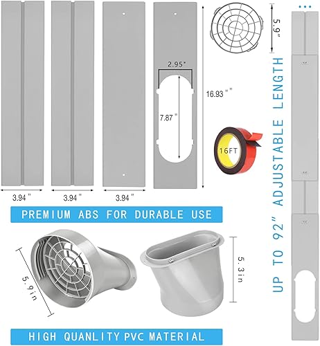 Miniatura 4 de Kit de ventilación portátil de ventana de CA, kit de placa ajustable de ventana deslizante vertical/horizontal para unidad de CA, kit de ventilación