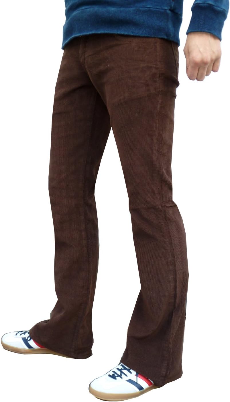 FuzzdandyMens Brown Bootcut Flares Corduroy Indie Retro Flared Pants