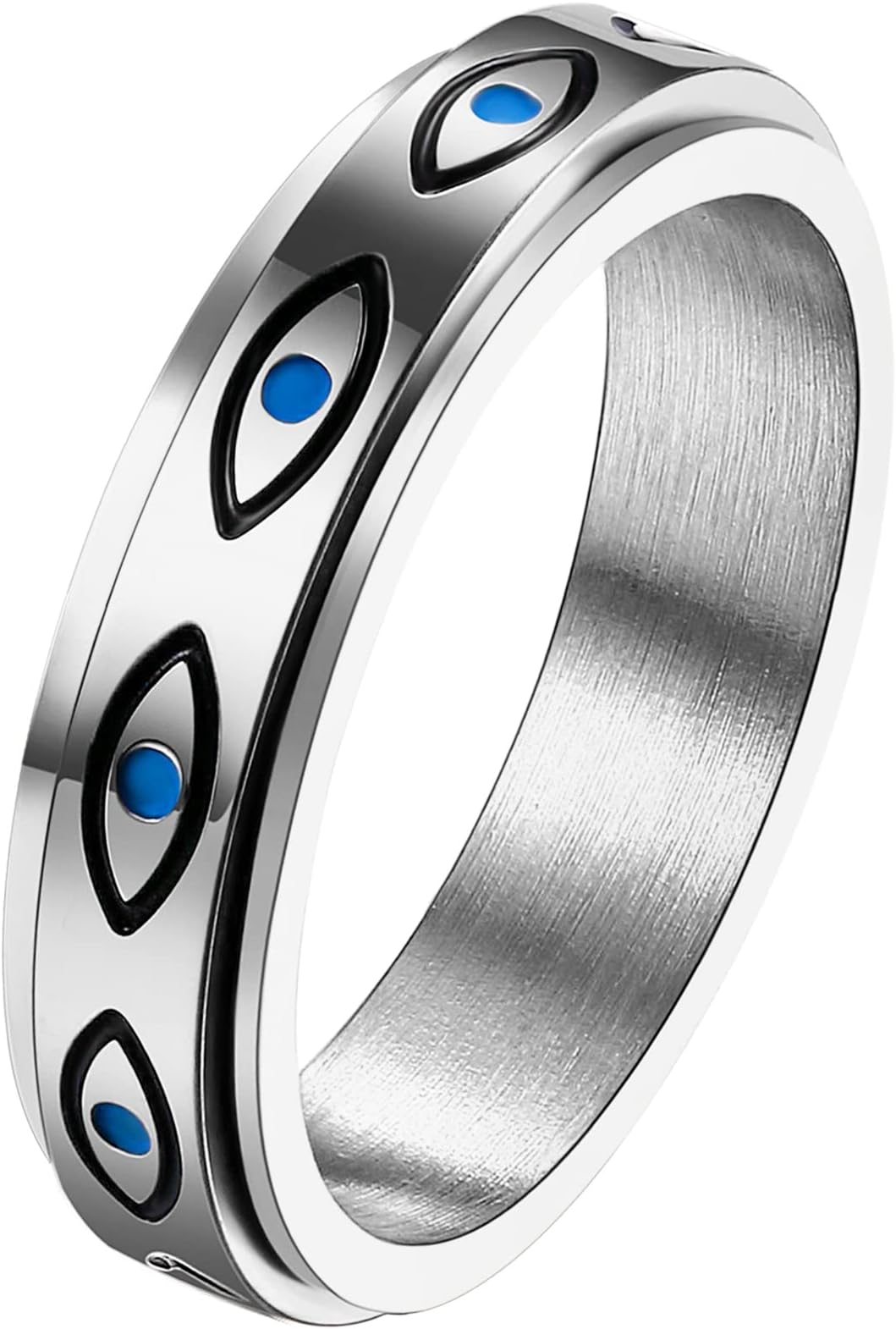 Eye of God Spinner Ring for Men Women Rotatable Spinning Anxiety Fidget Rings Cool Gothic Evil Eye Jewelry Bands