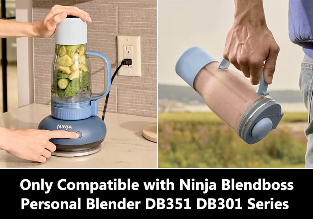 für Ninja BlendBoss Mixer To-Go-Becher Zubehör, 710ml Ersatzbecher mit Deckel & Abnehmbarem Strohhalm Kompatibel mit Ninja Blend Boss DB300EU DB351EU-Serie Standmixer, BPA-frei & Spülmaschinenfest