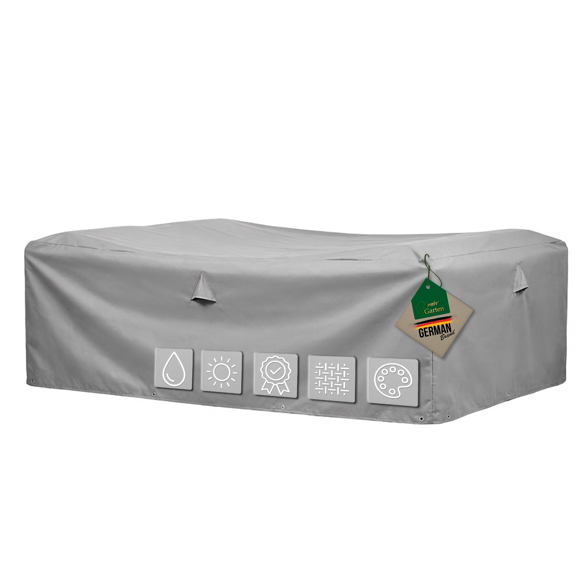Schutzhülle Lounge rechteckig 300x300x80 cm, 600D Oxford | wasserdicht, UV-beständig, reißfest und winterfest - robuste Abdeckung für Gartenmöbel mit Kordelzug für sicheren Halt