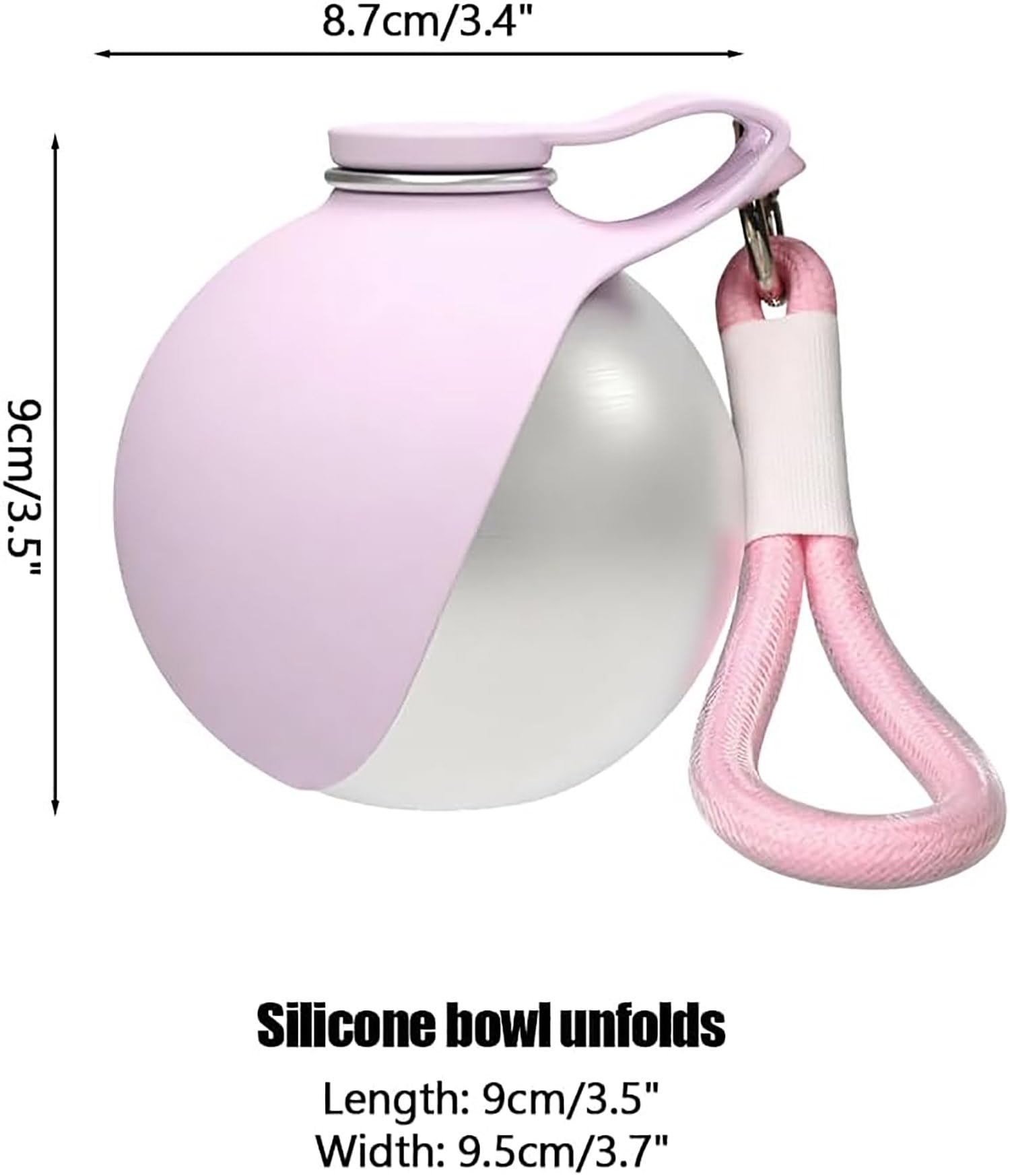 Dog Water Bottle, Portable Water Bottle (285ML) for Dogs and Cats, Anti-Drop Water Dispenser with Collapsible Silicone Bowl, Ideal for Outdoor Walks and Hiking (Pink) - 3