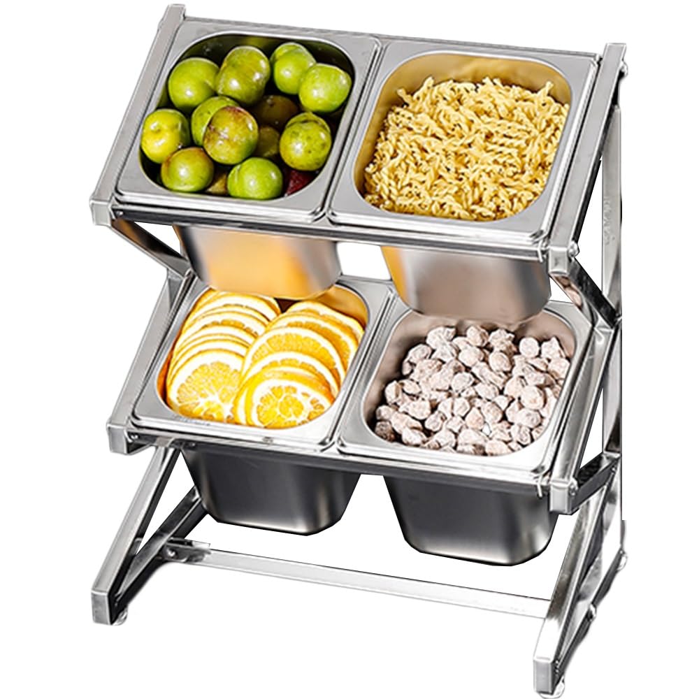 GTHTUHFD Expandable Stainless Steel Spice Rack For 10 Pots & Pans With Spoon Holder Countertop Condiment Organizer,Argento/B-25.4X8.9X17IN