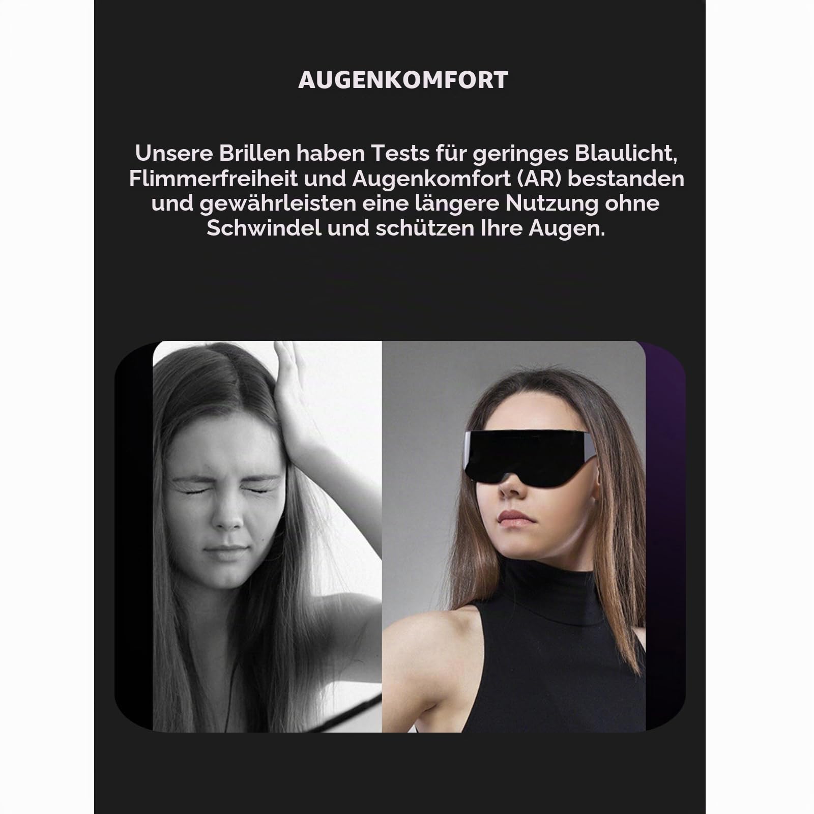 Intelligente 3D-Brille, 4K HD IMAX Gaint Screen 3D-Brille mit Myopie-Korrektur, Myopiefreundliche VR-Headset-Brille, Immersive Panorama-Betrachtungsspiel-Videobrille