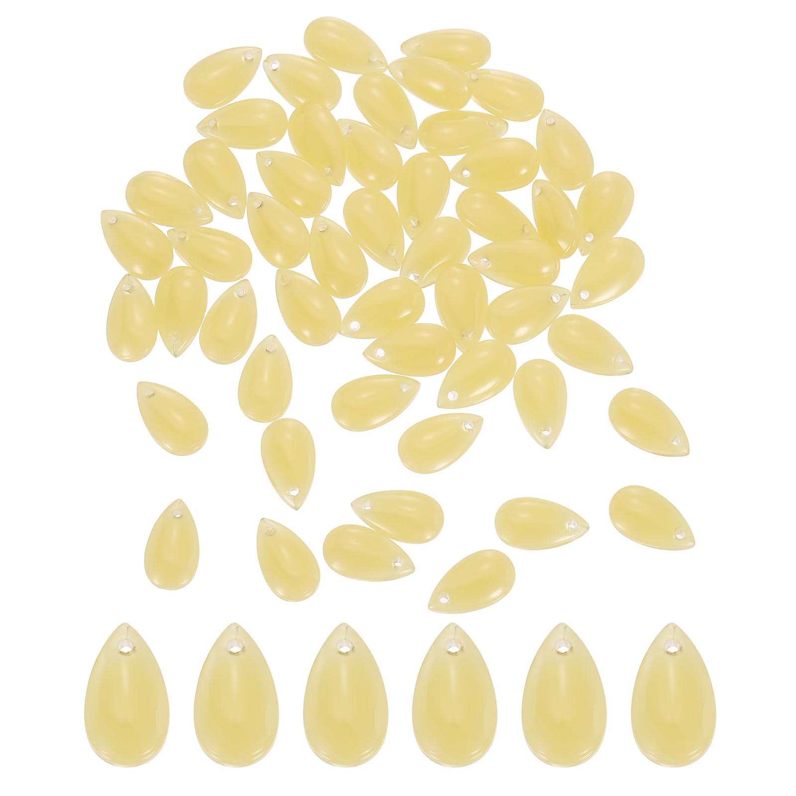 sourcing map 100 Pcs Teardrop Crystal Glass Beads, 8x14mm Teardrop Glass Charm Pendants Water Drop Beads Top Drilled for Jewelry Making DIY Craft Bracelets Necklace, Yellow Jade