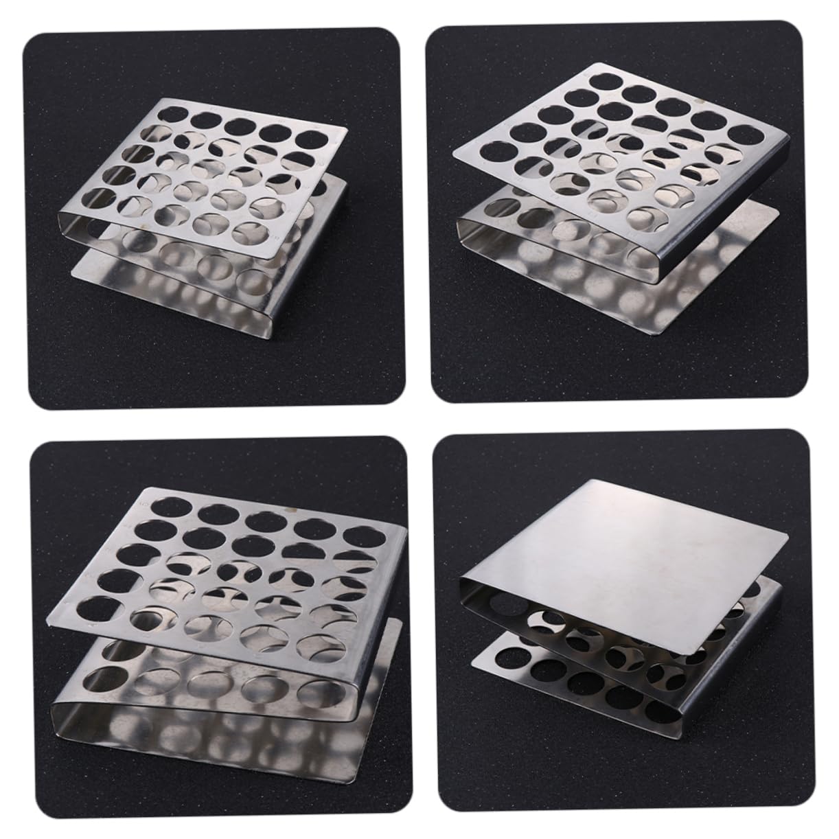 4pezzi Porta Provette Acciaio Inossidabile Z-shape Per Laboratorio Supporto Per Provetta Struttura Stabile e Compatta Per Stoccaggio e Utilizzo Di Provette Scientifiche
