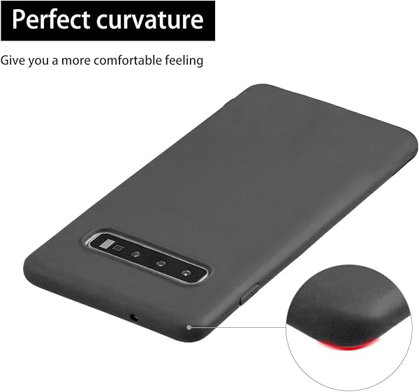 Cuzz - Carcasa para Samsung Galaxy S10+ (1 unidad, protector de pantalla de cristal templado), color sólido y flexible, flexible, flexible, silicona, TPU fina, ultraligera, antideslizante, color negro - 5