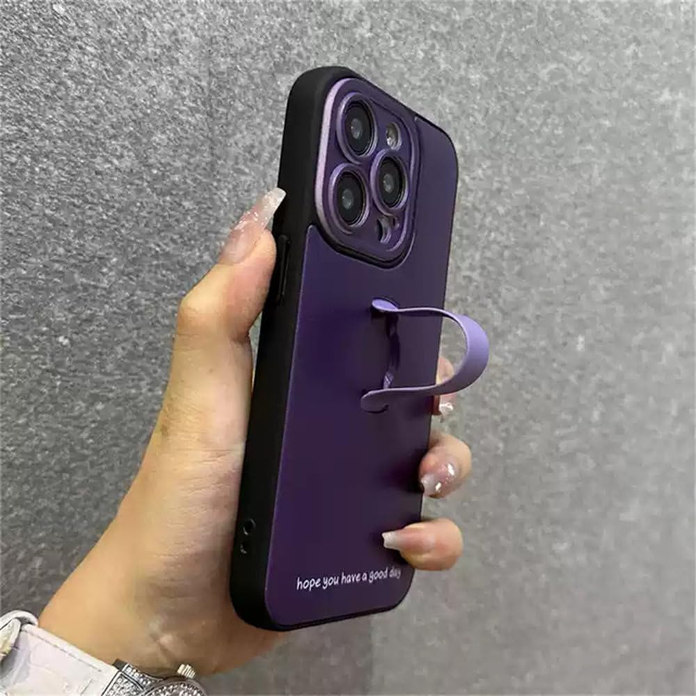 Coque iPhone 12 Pro Max violette anti chute avec grip arriere et support de visionnage - 5