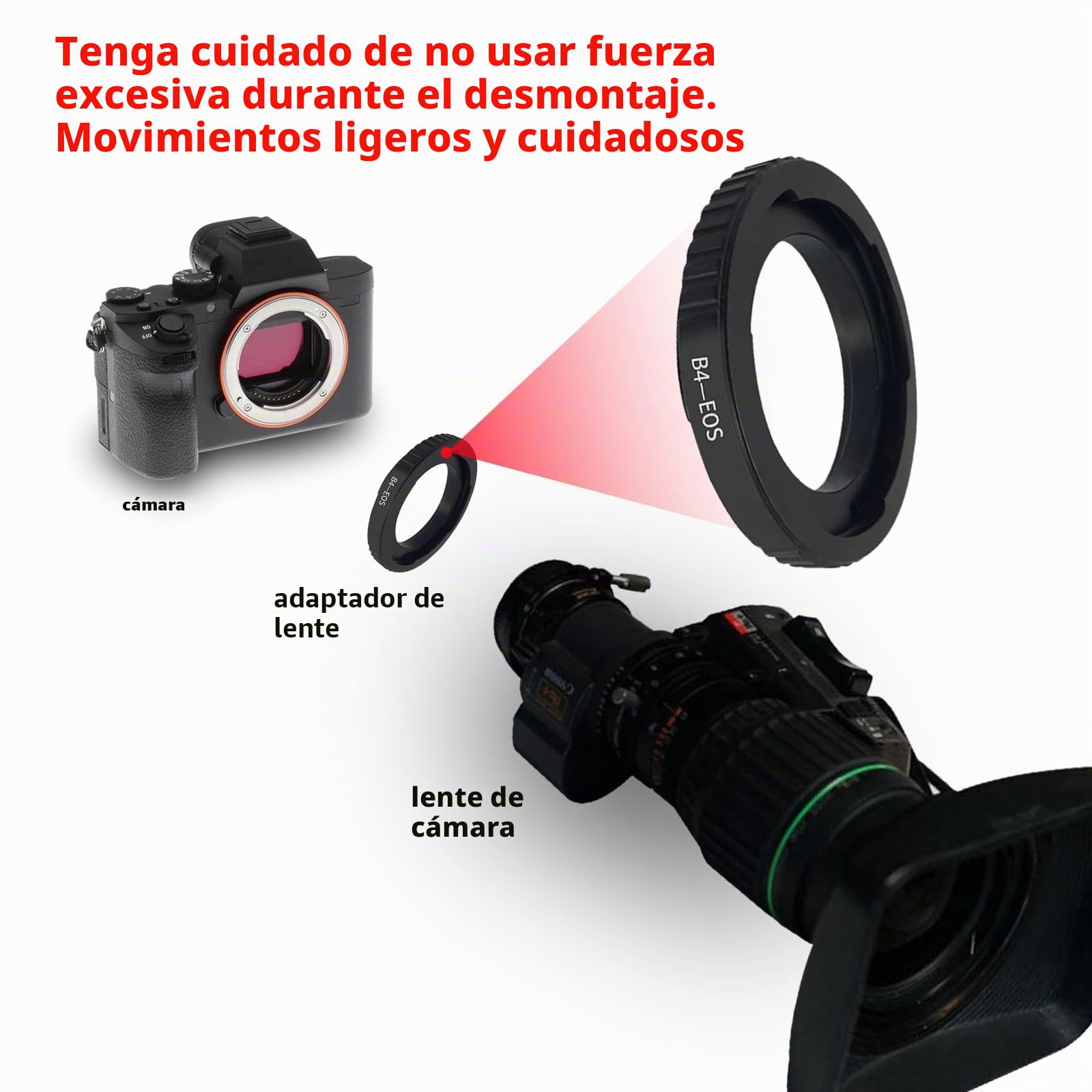 B4-EF - Anillo adaptador de objetivo para B4 2/3 pulgadas, compatible con cámara EF EF-S 1D,1ds,5D,10D,20D,30D,40D,50D,60D,Rebel xt,xs,T2i,T3,400D,B4 to EF Lens Adapter