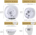 16-Piece diner, Set de plateau, Set pour diner 4, Ensemble de assiettes et bols, Ensemble de vaisselle en verre de qualité, Kit de cuisine, Plaques de dîner en verre d'optique,Plateaux,Mugs, Dessert Plates-Modèle 840