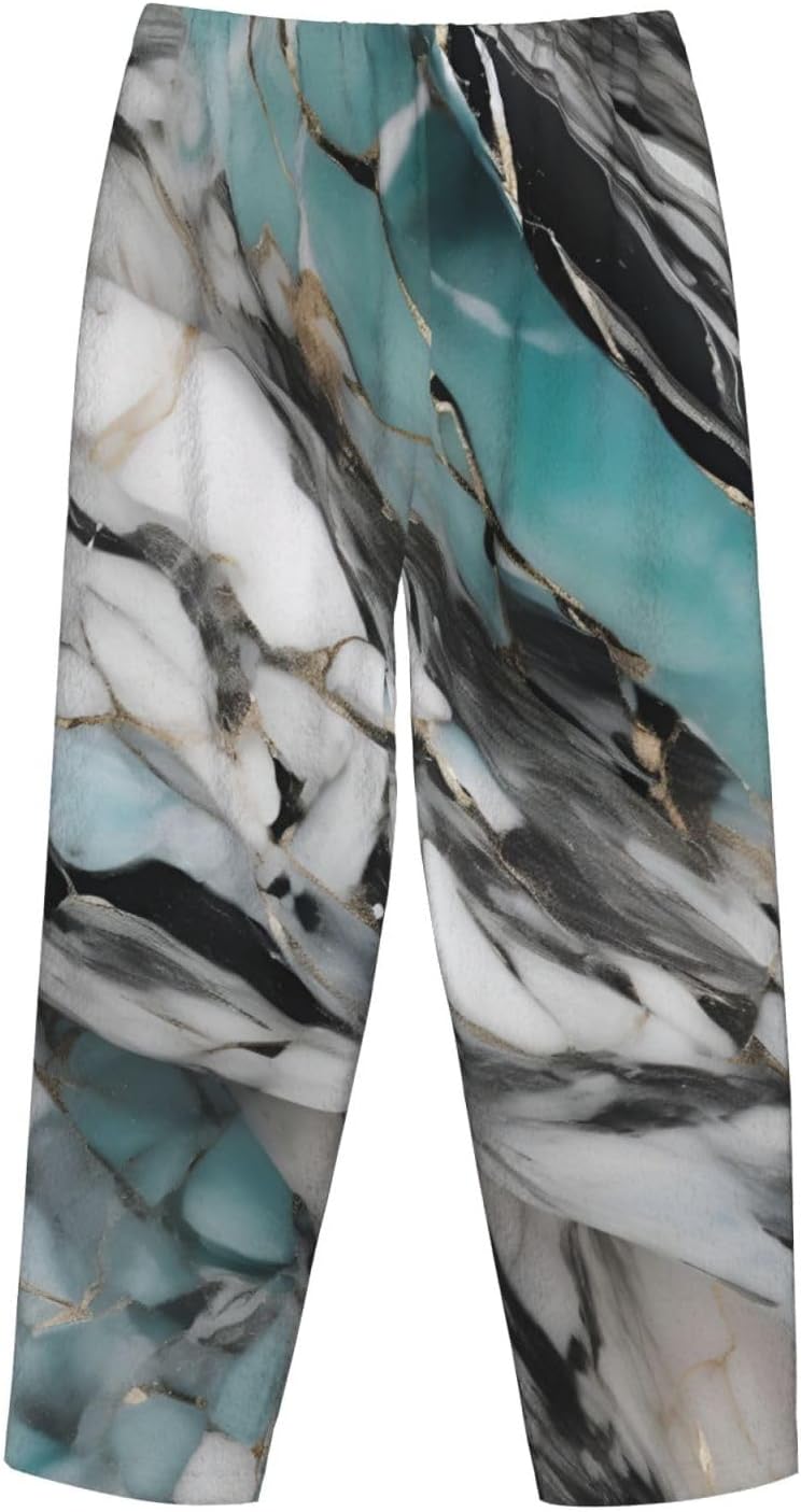 Marble Print Women'S Flannel Pajama Pants,Soft Warm Pajama Bottoms,Perfect For Holiday Lounging