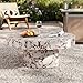 Modway Alora Round Concrete Coffee Table with Faux Stone Finish in Red Marble - Cement Accent Table for Living Room - Stone Patio Center Table - Indoor Outdoor 34 Inch Low Coffee Table