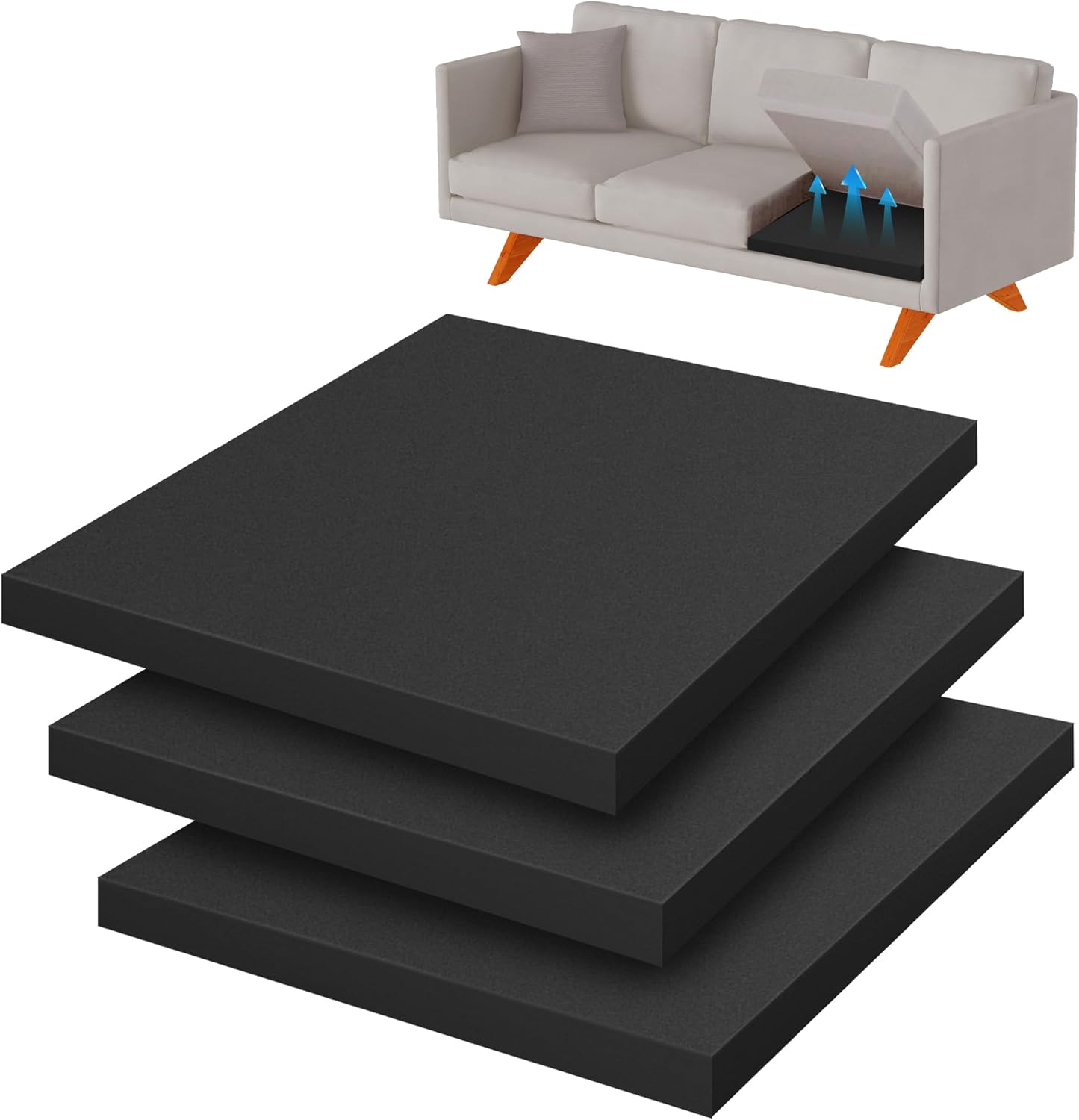 40D Couch Cushion Support for Sagging Seat High Density Couch Supports for Sagging Cushions Rectangles Sofa Cushion Support High Rebound Couch Supporter for Under The Cushions 3PCS