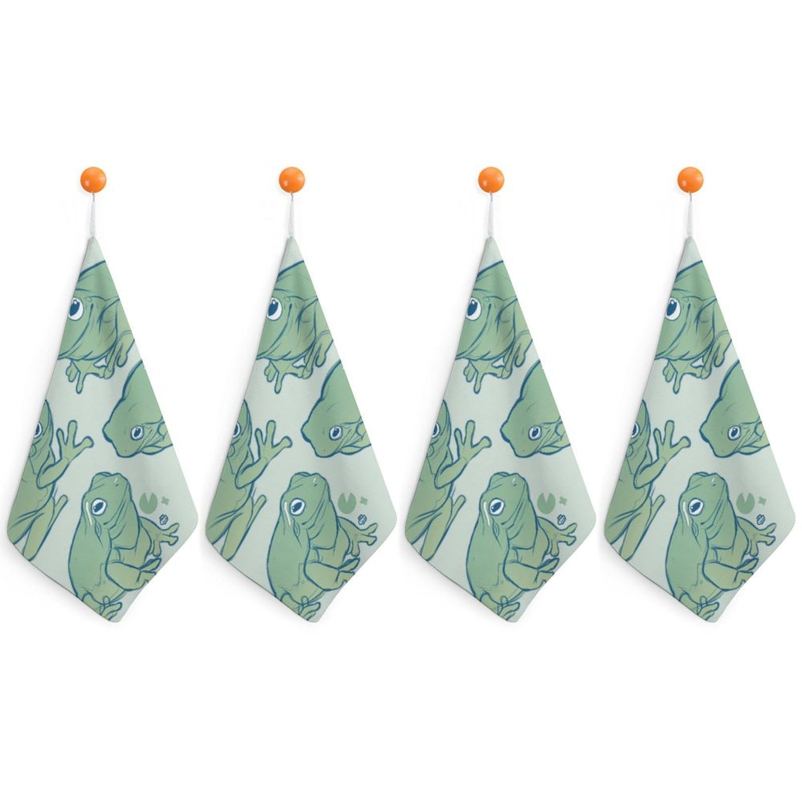 LWORZIIB 4 Piece Hanging Hand Towels, Cute Frog Small Dry Hand Towel for Kitchen Bathroom