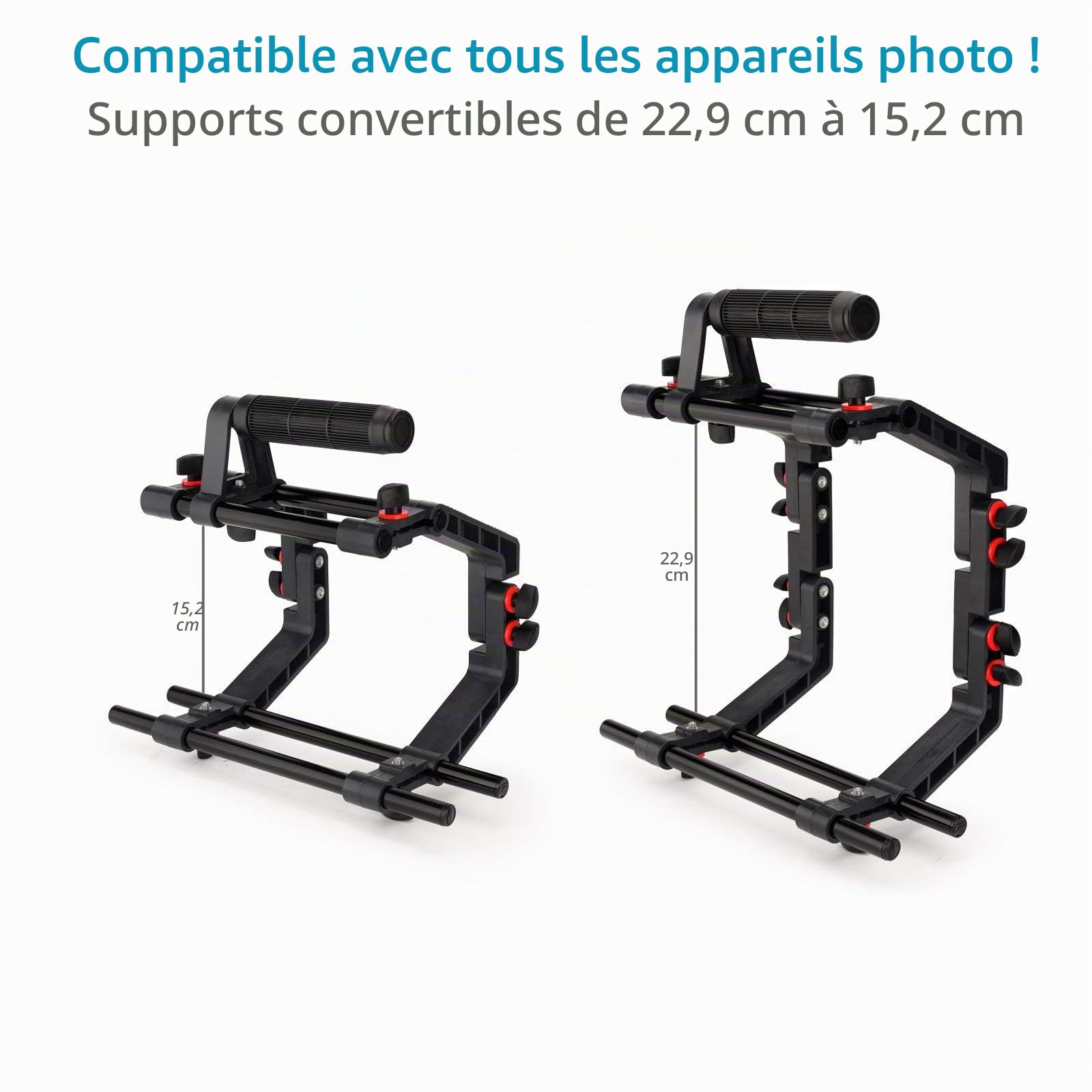 FC-02 Kit épaulière avec Matte Box et Cage pour DSLR | Cage 9-6" avec poignées réglables, 2 porte-filtres 4x4 rotatifs, compatible avec objectifs jusqu'à 95 mm