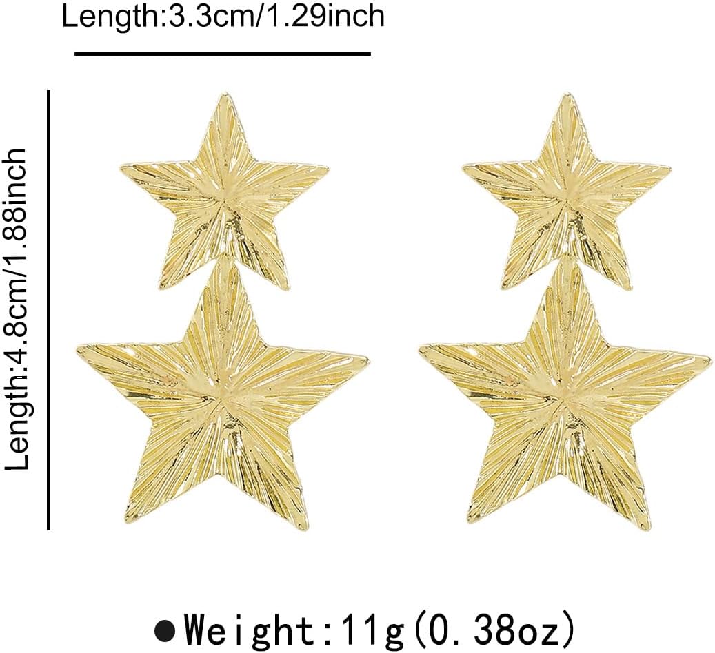 Gold Star Earrings for Women Dangle Big Gold Statement Earrings for Women Silver Star Dangle Earrings Large Silver Chunky Earrings Star Accessories Chunky Jewelry - Image 7