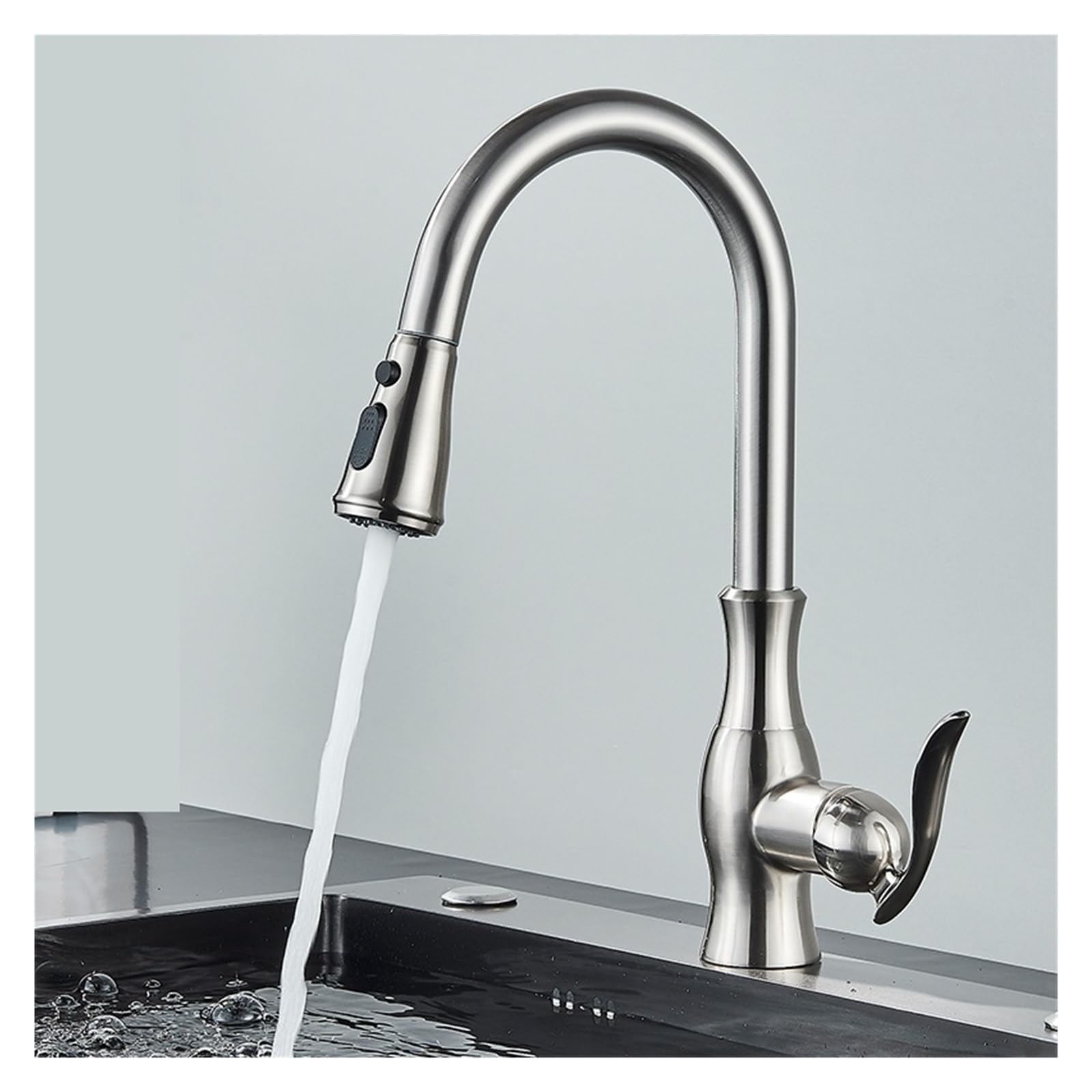 Robinet mélangeur eau chaude froide fini nickel pour nettoyer facilement les grands plats